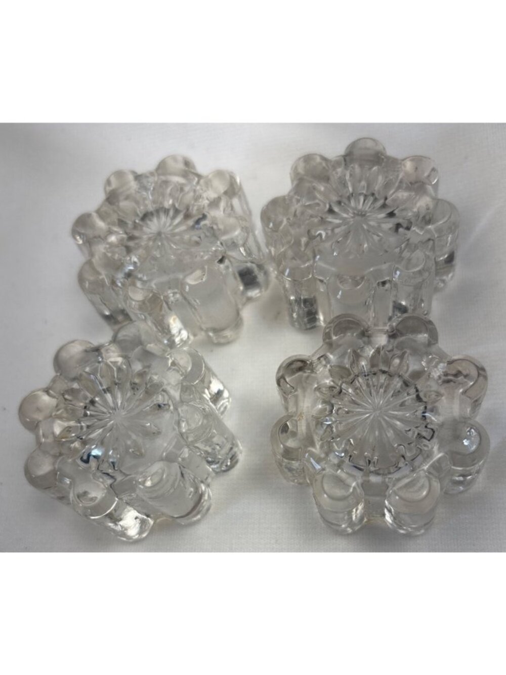 Clear Glass Floral Salt Cellars Set 4 Adorned Starburst Design Vintage - Picture 3 of 12